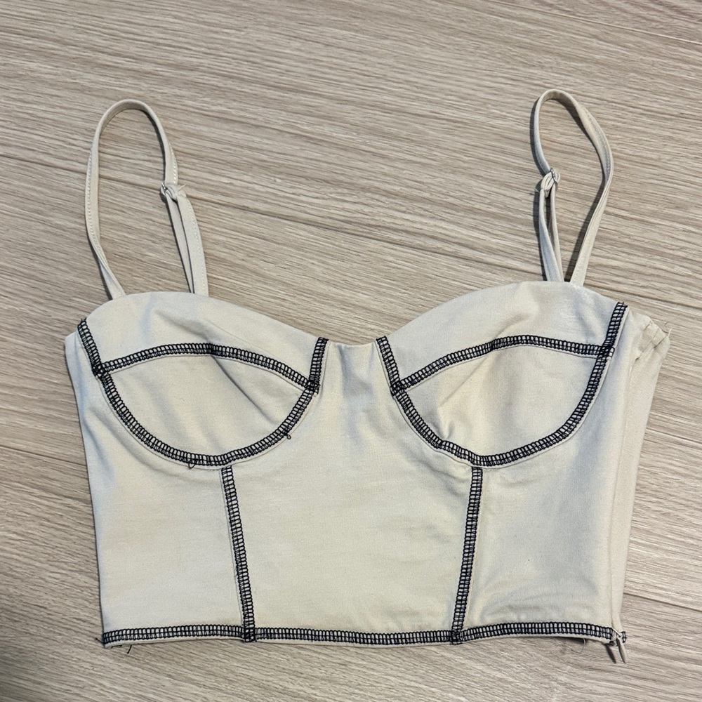 Princess Polly Cream Bustier Crop Top